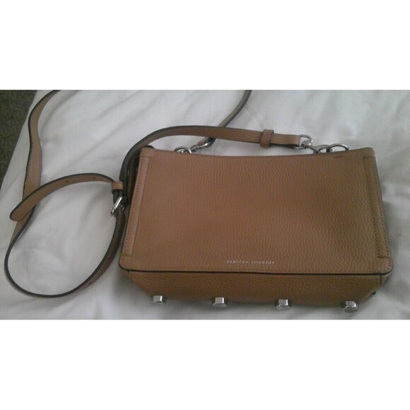 Rebecca Minkoff Regan Leather Medium Crossbody Bag Purse Tan Sand Great! - Picture 4 of 7